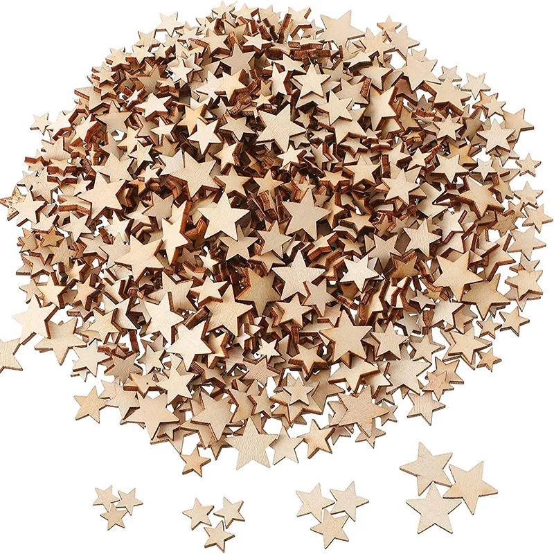 Oud Wood Chip - 100-500Pcs Mini Wooden Stars Blank Wooden